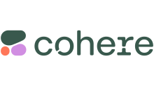 Cohere Inc's logo features three different coloured shapes next to their name.